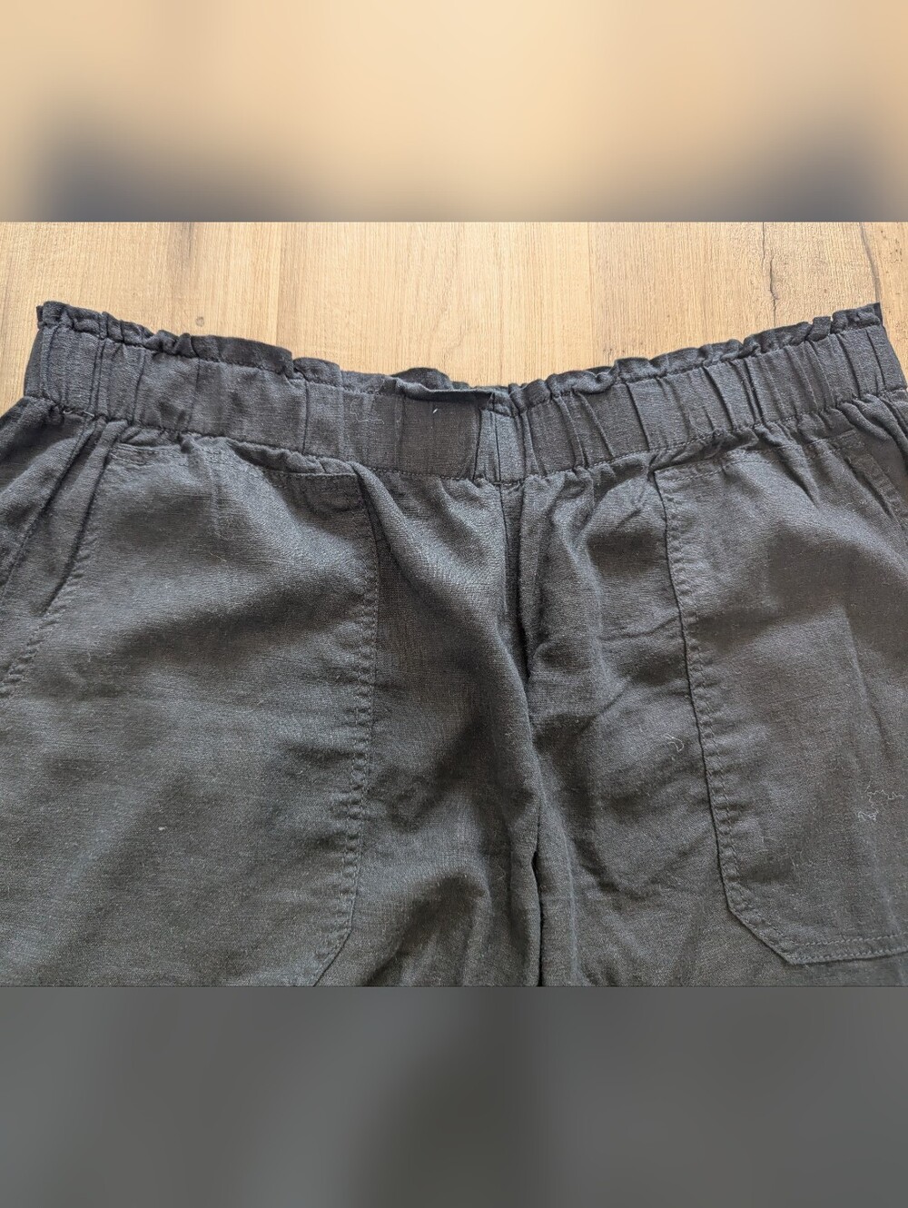 2/$20 Briggs New York Black High-Waist Linen-Blend Shorts - Picture 3 of 8